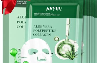 Pack of 10 Collagen Face Masks, Aloe Vera Polypeptide Collagen Facial Masks Skincare, Moisturizing Facial Sheet Mask for Acne, After Sun, Claming, Anti-Aging and Anti-Wrinkle