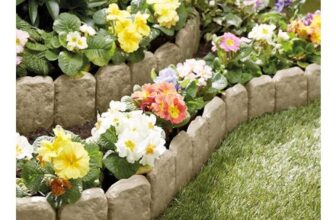 Pack of 10 Dark Grey Stone Effect Lawn Edging, 2.4m Total Length