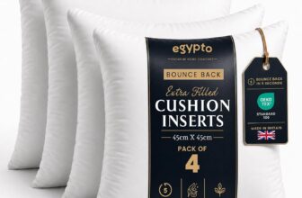 Pack of 4 Cushion Inserts 45cm x 45cm Plump Bounce Back 18 x 18 Cushion Insert Pads Hypoallergenic Sofa & Throw Pillows Inner Made in UK