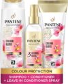Pantene Colour Shampoo and Conditioner Set Leave-In Conditioner Spray with Biotin and Niacinamide, Transform Damaged Coloured Hair from Dull to Glossy in 1 Use, 400/275/145ml