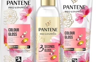 Pantene Colour Shampoo and Conditioner Set Leave-In Conditioner Spray with Biotin and Niacinamide, Transform Damaged Coloured Hair from Dull to Glossy in 1 Use, 400/275/145ml