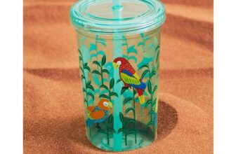 Patterned Plastic Mug with a Straw
