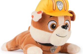 Paw Patrol GUND Rubble Plush, Official Lounging Rubble Plush Toy, Weighted Stuffed Animal, Sensory Toy for Ages 1 and Up, 20 cm