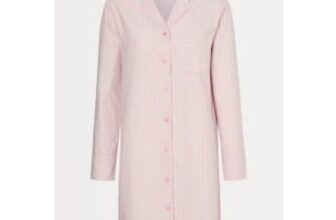 Peach Striped Long Sleeve Sleepshirt
