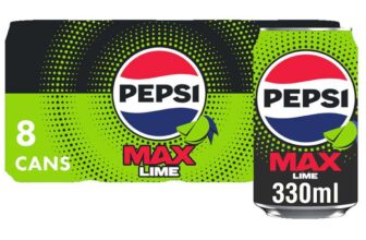 Pepsi Max Lime No Sugar Soft Drinks, 8 x 330ml – w/Voucher