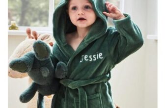 Personalised Forest Green Fleece Robe with Ears