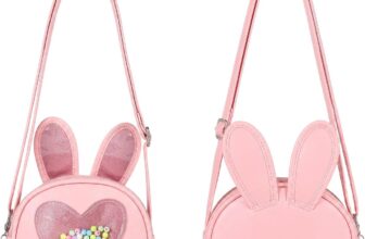 Personalised Girls Crossbody Bag with Name Cute Bunny Ear Shoulder Bag for Kids PU Leather Mini Handbag Pink Heart Purse Gift for Daughter, Niece and Friend