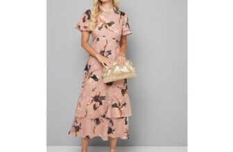 Petite Floral Burn out Ruffle Midi Dress