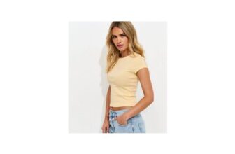 Petite Light Yellow Cotton Rich Ribbed Baby Tee