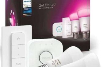 Philips Hue White/Colour Ambiance Wireless Lighting LED Starter Kit E27 Refurb. Includes hub, 2 white/colour bulbs & dimmer W/Code ITstor