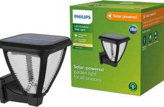 Philips Lighting Vapora Outdoor Solar, Path Light, 1.5W, 2700K, Black, IP44 Weatherproof