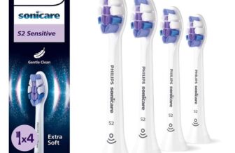 Philips Sonicare S2 Sensitive, Genuine Replacement Toothbrush Heads, White, 4 Pack