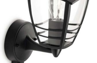 Philips myGarden Creek Outdoor Wall Light with Motion Sensor (Requires 1 x 60 W E27 Bulb), 220-240V, Black