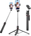 Phone Tripod & Selfie Stick, 170cm Extendable Portable Phone Tripod Stand with Wireless Remote, Compatible with iPhone/Android