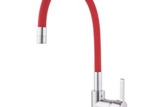 Piasa Pull-Out Spray Mixer Kitchen Tap Chrome & Red (587YT) (Free C&C)