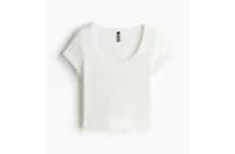 Picot-Trimmed Ribbed T-Shirt