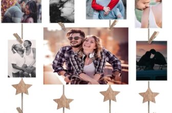 Picture Frames, Mothers Day Gifts for Mom Women, Housewarming Wedding Gifts for Couples, New Home Decor, Wall Gallery Photo Frame, Rustic Farmhouse Hanging Photo Holder