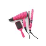 Pink Zebra Hair Dryer & Straighteners Set