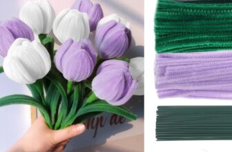 Pipe Cleaner for Crafts, 300pcs Tulip Pipe Cleaner Set, Chenille Pipe Cleaners Craft with 16 pcs Flower Stems for Beginners DIY Craft