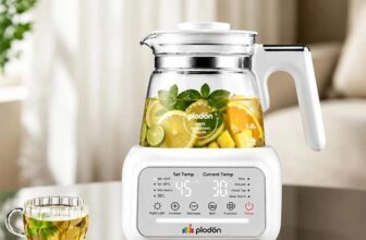 Plodon 800W Glass Electric Kettle with Temp Control, Keep Warm & LCD Display – 1.3L