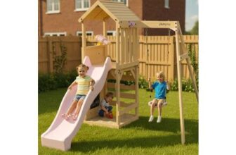 Plum Wooden Lookout Tower with Single Swing