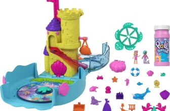 Polly Pocket HHH51 – Blubber Aquarium, Underwater Theme, 2 Bubble Functions, Pool, Polly & Mermaid Doll, Bubble Solution, 18 Accessories, Toy Gift for Children from 4 Years