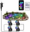 Pond Lights Mains Powered, 4-in-1 Underwater RGB Aquarium Lights with Remote Control, IP68 Multicoloured, Submersible, for Aquarium, Garden, Yard, Pool, Fountain.