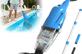 Pool Hoover Rechargeable, Electric Pool Vacuum Cleaner with Adjustable Handle, 60 Minutes Running Time, Cordless Handheld Pool Vacuum for Spas, Hot Tubs, Pools, Blue