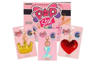 Pop Star Sequin Colour Changing Keyrings – 12x Keychains