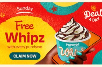 Popeyes Whipz Free with Any Purchase of 10p Today via aApp