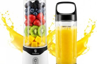 Portable Blender for Smoothies and Shakes 520ML, with Lid, Black BPA-freier Personal Mixer mit 6 Klingen und USB-C-Ladefunktion, wiederaufladbar Mini-Mixer für Reisen, Sport und Küche