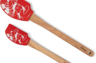 Prestige Disney Spatula Set of 2: Red Mickey Mouse Silicone Spatula Set with Wooden Handles