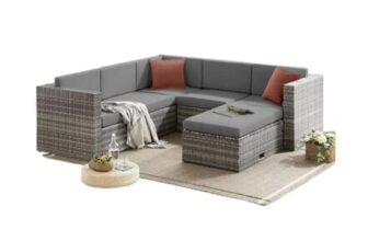 Product Information EVRE Grey Rattan Outdoor Monaco Garden Furniture 6 Piece