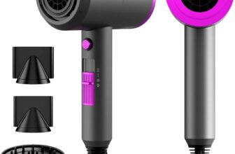 Professional Ionic Hair Dryer, 1800W AC Motor Fast Drying, Overheat Protection, Portable Hairdryer with 1 Diffuser & 2 Concentrator, Cool Shot Button for Home Travel Salon for All Hair Types