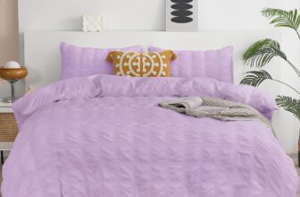 Purple Seersucker Duvet Cover Double Size Pompom Tassels Design Bedding Set Textured Bedding Set with Zipper Closure (Purple, 200x200cm)