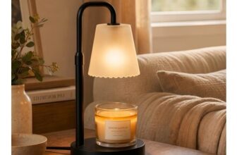 Quigo Candle Warmer Lamp, Frosted Lampshade, Black
