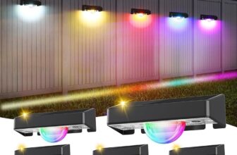 Quntis Solar Fence Lights Outdoor Garden Linear Light Effect, 8Pack Solar Step Lights with Warm White & 11 RGB Modes, Auto On/Off IP44 Waterproof Spotlights Stair Wall Patio Deck Yard Pathway Post