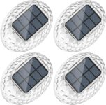 Quntis Warm White Solar Fence Lights 4Pack, 360Lighting Effect Outdoor Wall Lights, Auto On/Off IP44 Waterproof Wireless Garden Security Lights Suit for Balcony Stair Garage Road Shed Gate Patio Yard