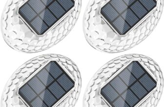 Quntis Warm White Solar Fence Lights 4Pack, 360Lighting Effect Outdoor Wall Lights, Auto On/Off IP44 Waterproof Wireless Garden Security Lights Suit for Balcony Stair Garage Road Shed Gate Patio Yard