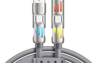 RAVIAD 4 in 1 Multi Charger Cable 1.2M 240W with RGB LED Light, USB C/USB A to Lightning, USB C/USB A to Type C – Sold by LUOYUAN-UK