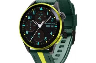 REFLEX ACTIVE Series 54 Smart Watch Green with Green & Yellow Silicone Strap