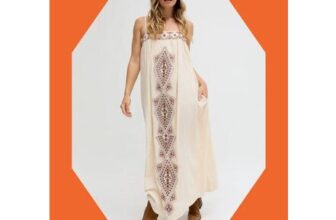 Raffya Sapphire Strappy Embroidered Maxi Dress White