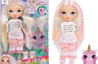 Rainbow High Littles Rainbow Fantasy Fairies & Pet – Opal, Rainbow – 14cm Posable Small Doll & Fantasy Owl Pet with Interchangeable Fairy Wings, Cute Present for Children 4