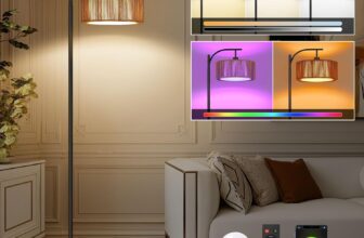 Rattan Boho Floor Lamps for Living Room, RGB Dimmable Floor Lamp with Remote Control and App Control, Timer Function, DIY and Music Mode, E27 Tall Lamps for Office Bedroom