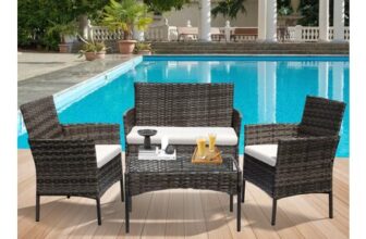 Rattan Garden Furniture Set 4 Seater & Cushions & Table – £29.99 Delivery