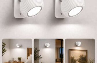 Rechargeable Cordless Wall Light AURI CX02 Touch Dimming Magnetic 360 Rotatable Battery Operated Wall Sconce, White, 1 Pack