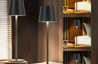 Rechargeable Lamp Cordless Table Lamp, 2 Pack Battery Operated Lamps 5200mAh IP54 Waterproof Wireless Lamp with 3-Color Modes Touch Control Night Light for Bedroom (Black)