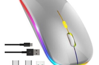 Rechargeable Wireless Laptop Mouse with USB-C Adapter, Bluetooth 800-2400 DPI