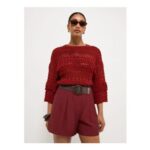 Red Belted Woven Shorts