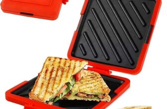 Red Microwave Sandwich & Waffle Maker – Plug-Free Toastie Machine for Quick Breakfasts